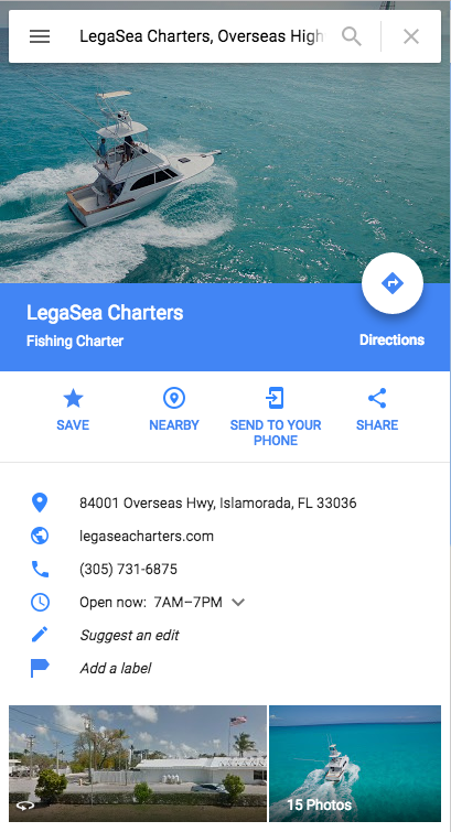 LegaSea Charters on Google
