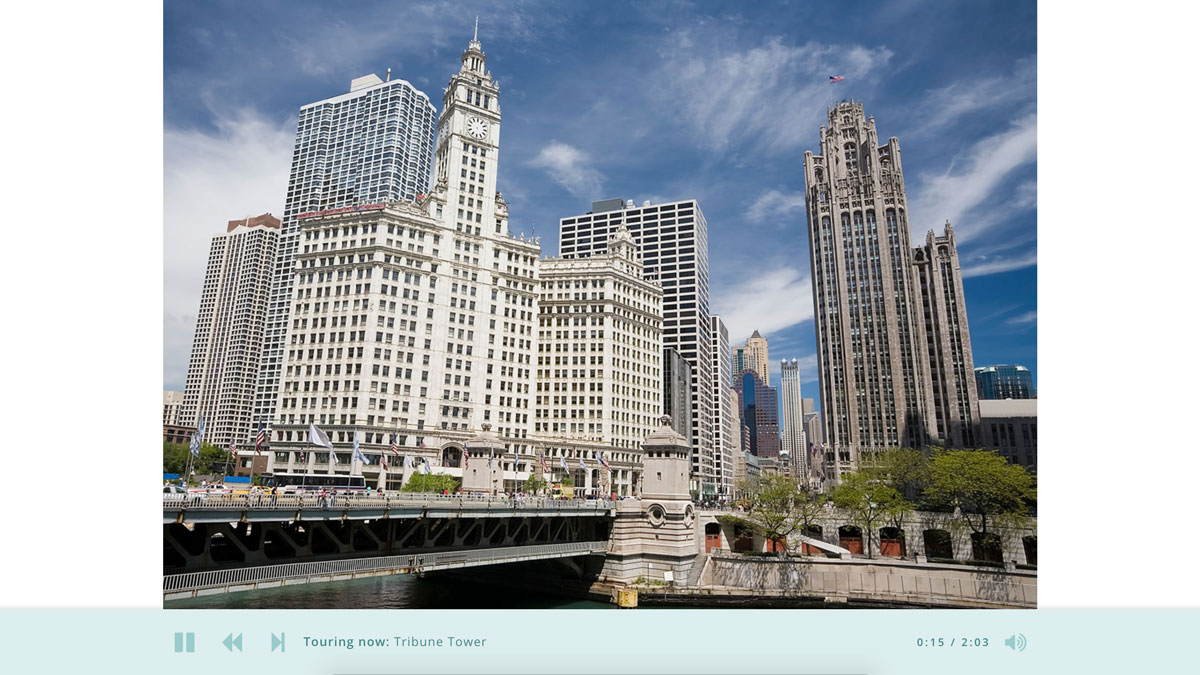 Screenshot of the Chicago River Tour audio tour