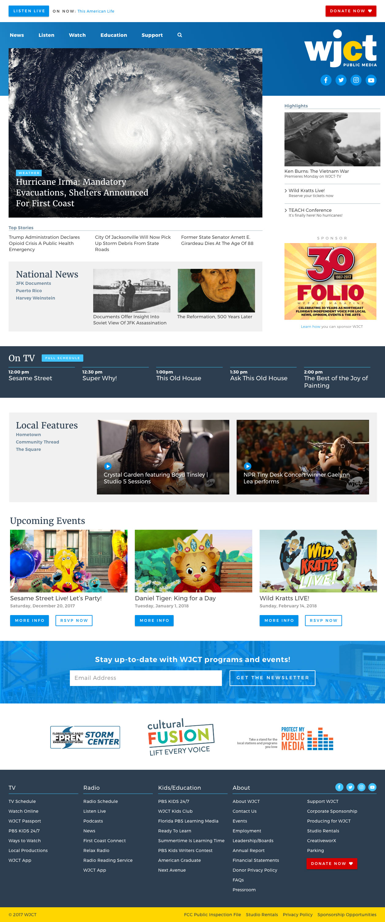 Final WJCT homepage redesign